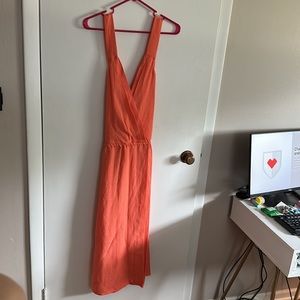 Tracy Reese coral halter linen blend dress NWT